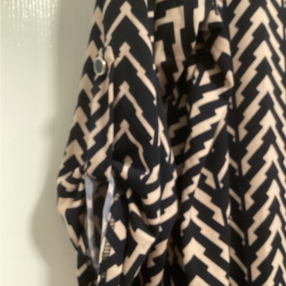 Delirious Navy and Cream Geometric Dress, 3X - Picture 3 of 6